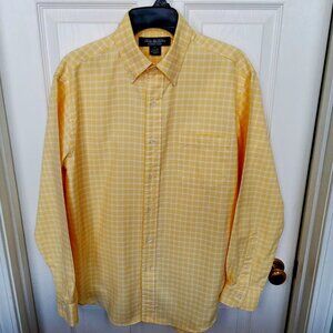 BROOKS BROTHERS 100% Cotton Yellow Window Pane LS Shirt - like new!